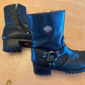 Harley-Davidson® Women's Ashby Harness Zip Black Leather Motorcycle Boots D84187